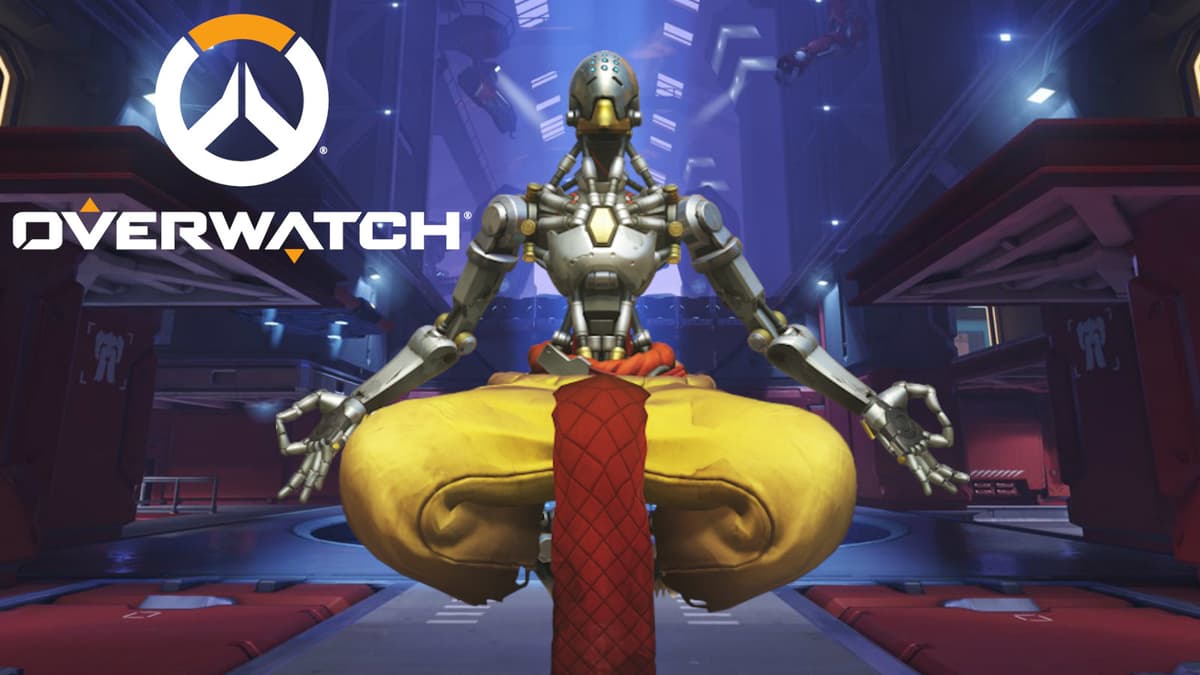 Zenyatta poses on Overwatch's Volskaya Industries map