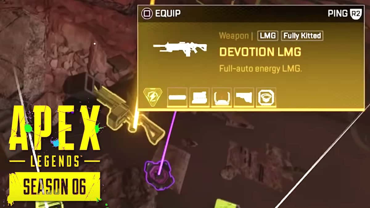 A gold devotion LMG in Apex Legends