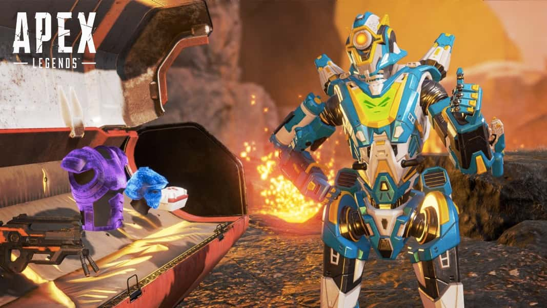 Apex Legends' Pathfinder with an open loot bin