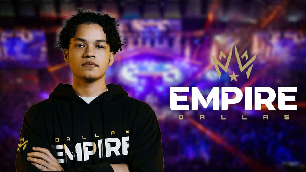 Huke next to Dallas Empire logo