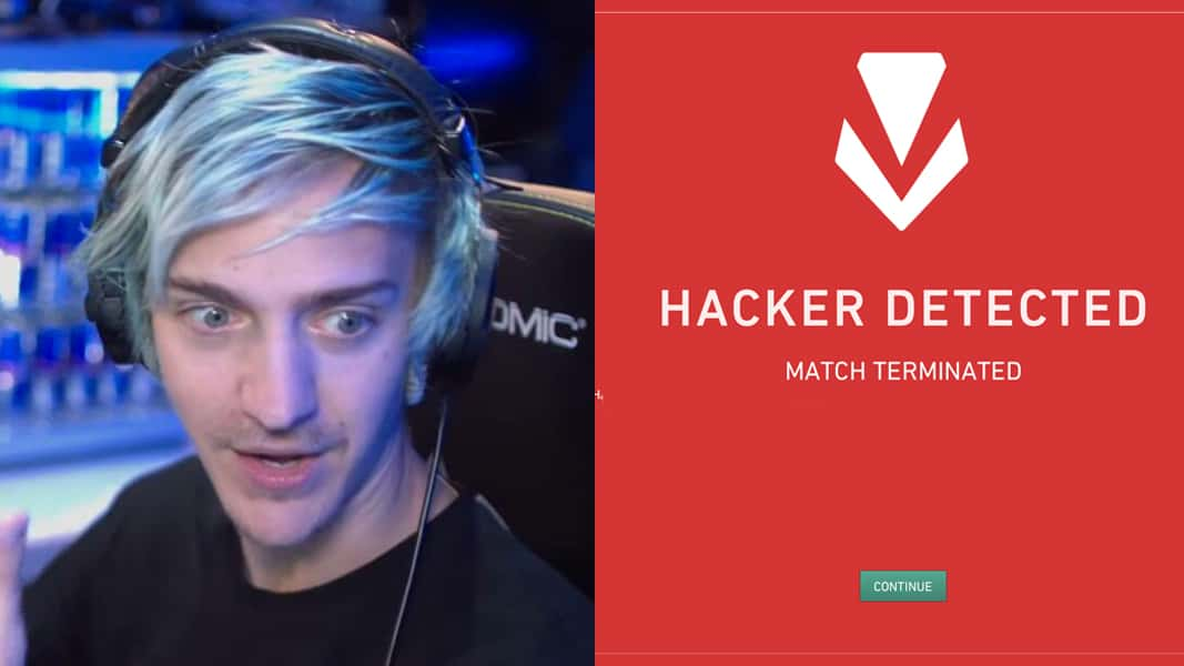 Ninja next to Valorant hacker message