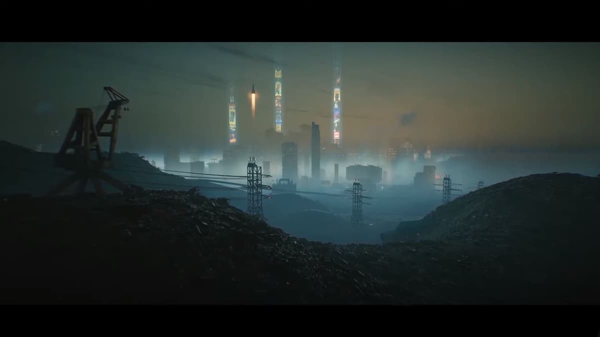 Night time in the Badlands in Cyberpunk 2077