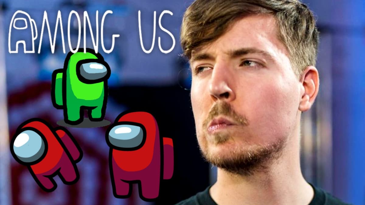 Mr Beast next to Among Us characters