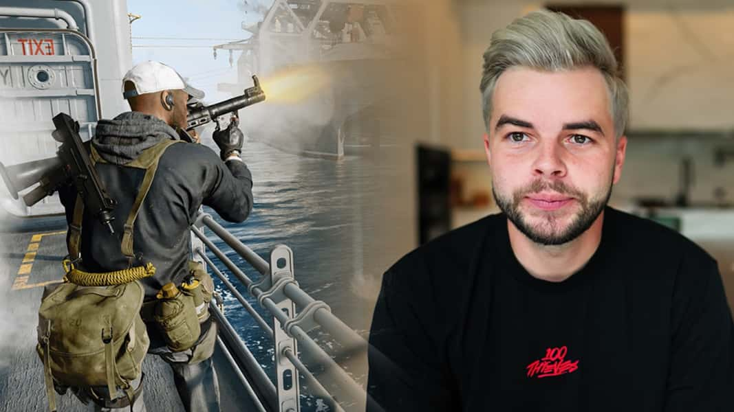 Nadeshot next to Black ops Cold War Armada Strike gameplay