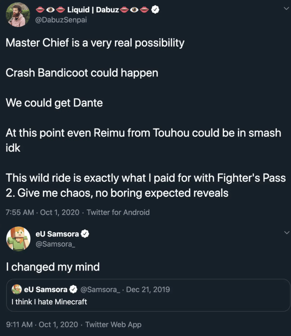 smash pros minecraft tweets