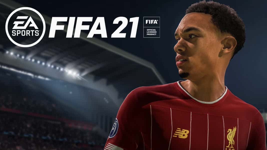 Trent Alexander Arnold in FIFA 21 next to logo