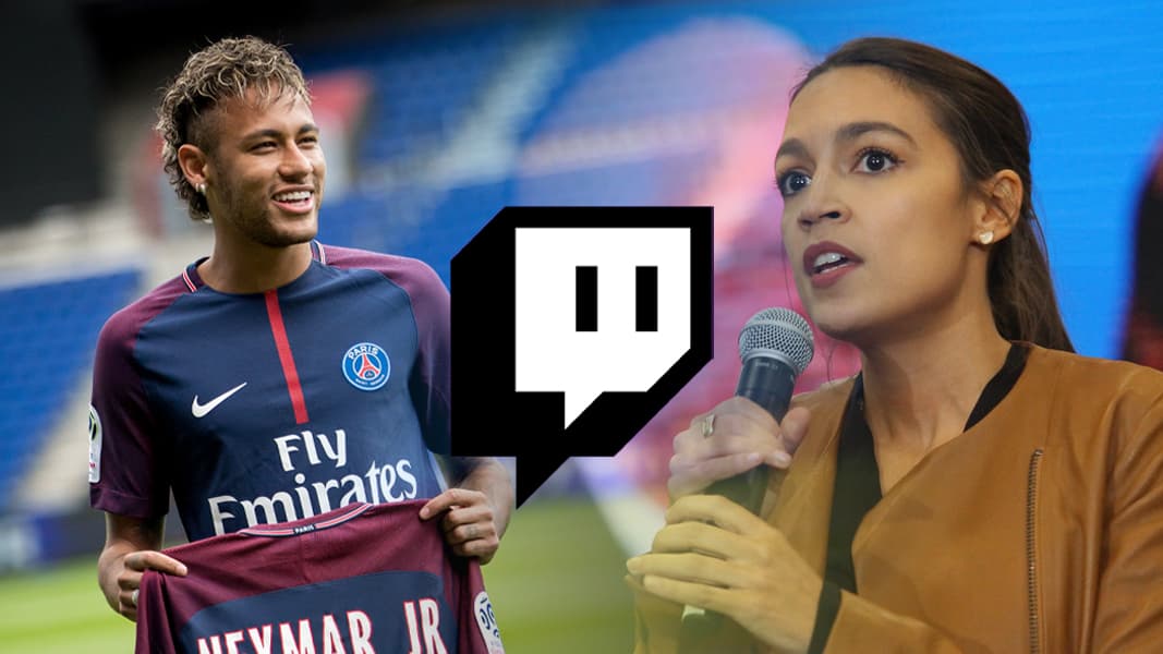 Neymar and AOC next to Twitch logo