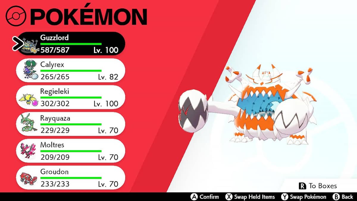 pokemon sword shield party screen