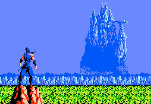 Ryu from Ninja Gaiden staring at castle