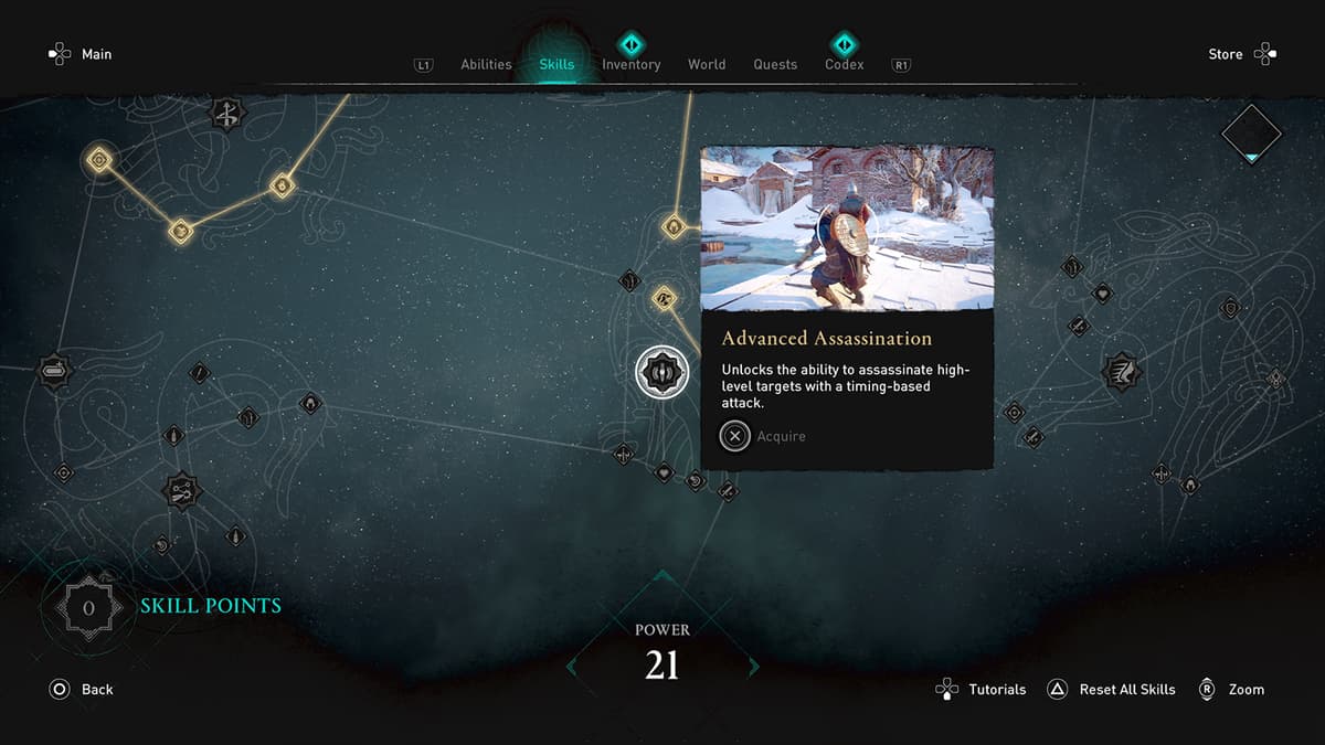 Advanced Assassination skill in Valhalla