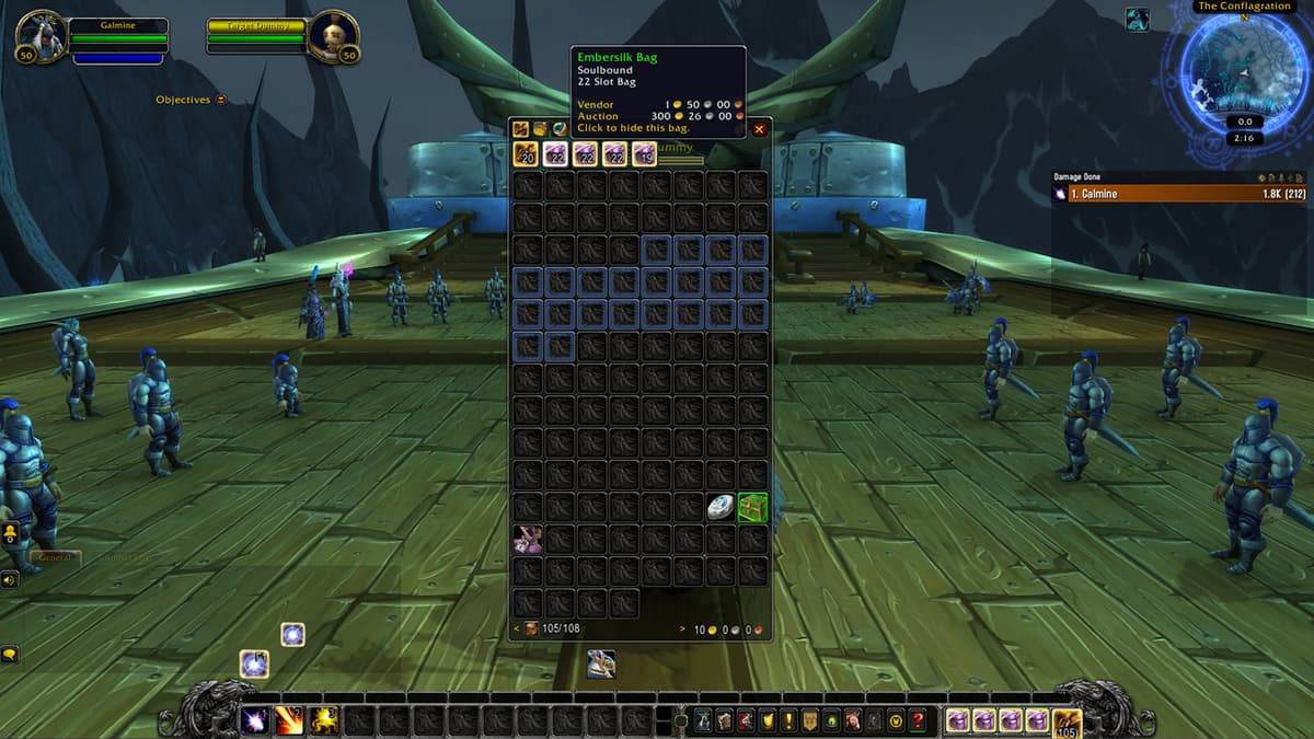 Bagnon addon showcased in WoW