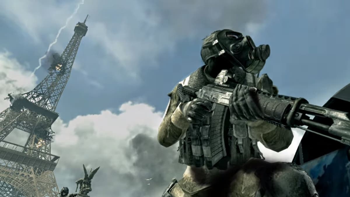 an enemy in front of the Eiffel tower in call of duty modern warfare 3