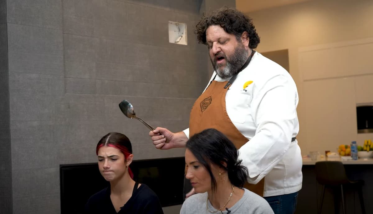 Charli D'Amelio is shown next to Chef Aaron May.