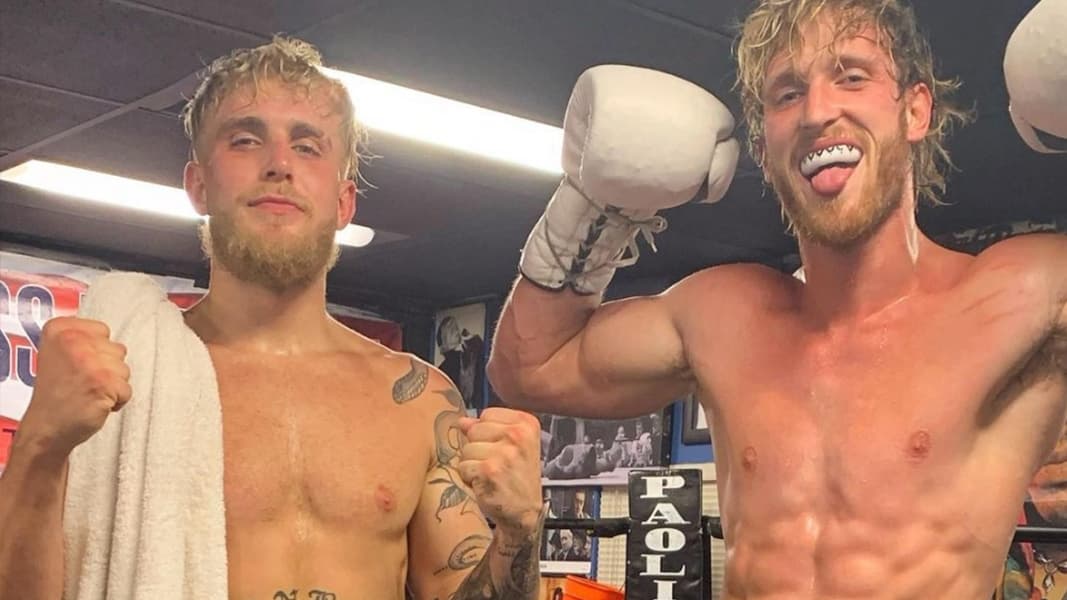 jake and logan paul in boxing ring