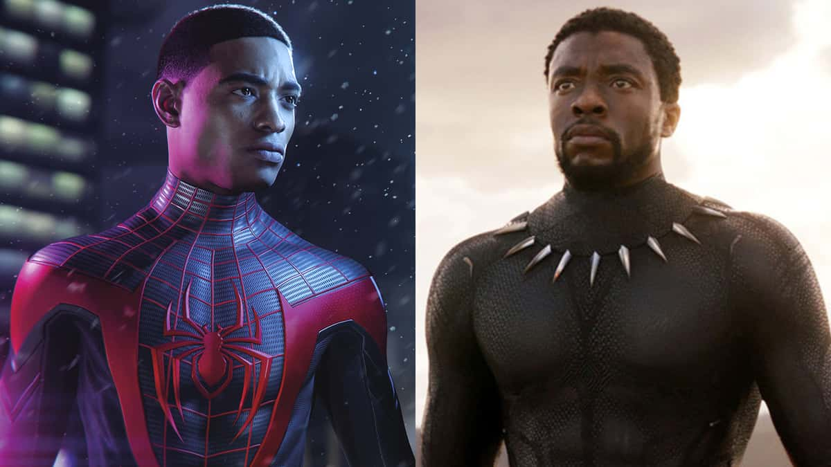 Spider-Man Miles Morales and Chadwick Boseman