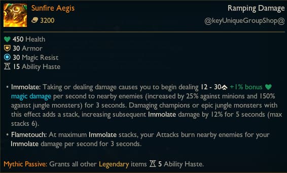 Sunfire Aegis in League of Legends Season 11