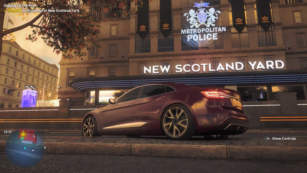 a car outside scotland yard in watch dogs legion