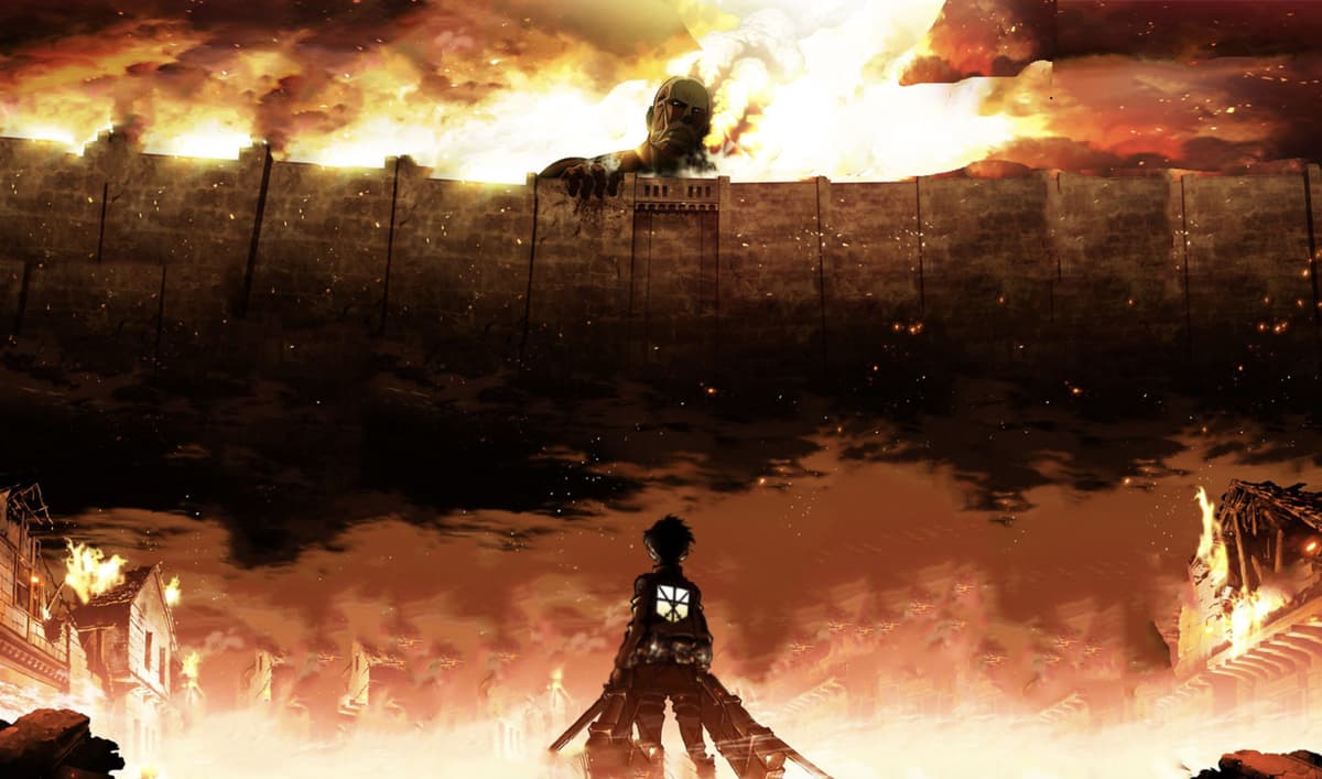 Promotional image of Attack on Titan Season 1 featuring Eren Jaegar.