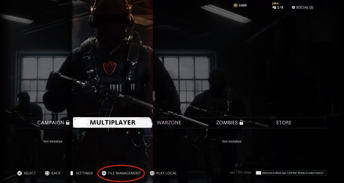 Black Ops Cold War Main menu ps4