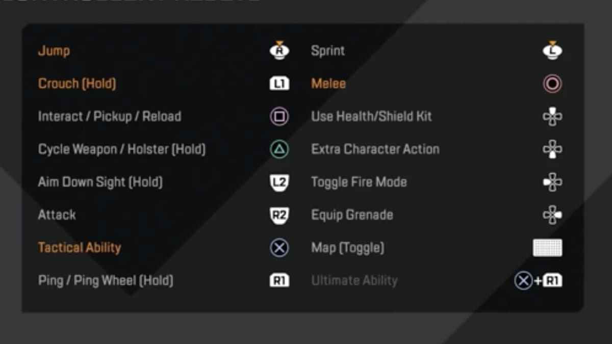 Apex Legends controller layout