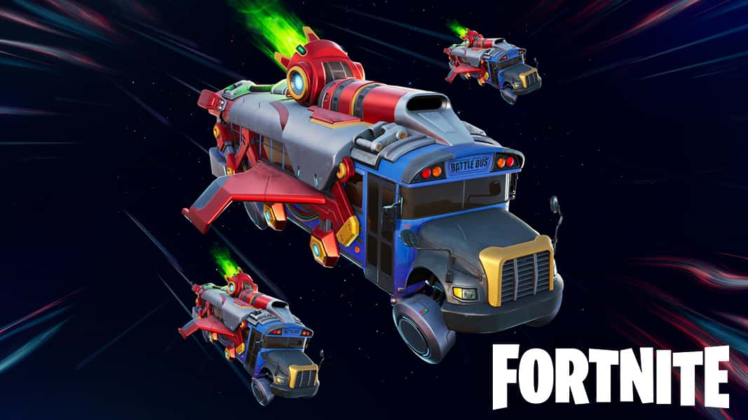 Battle Bus flying in Fortnite