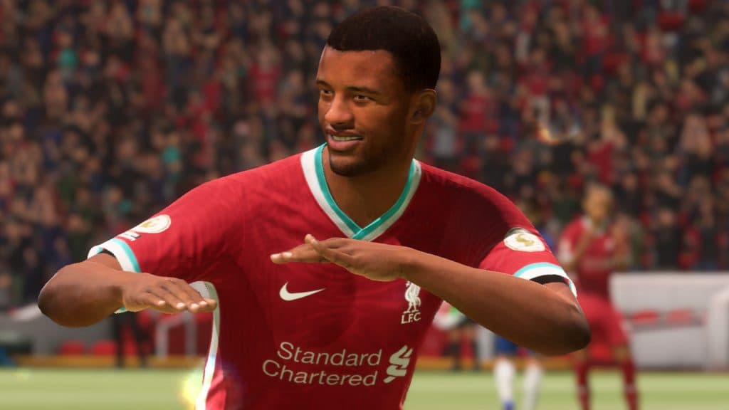 Gini Wijnaldum dances in Liverpool kit in FIFA 21.