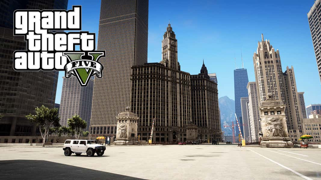 Chicago with the GTA V logo