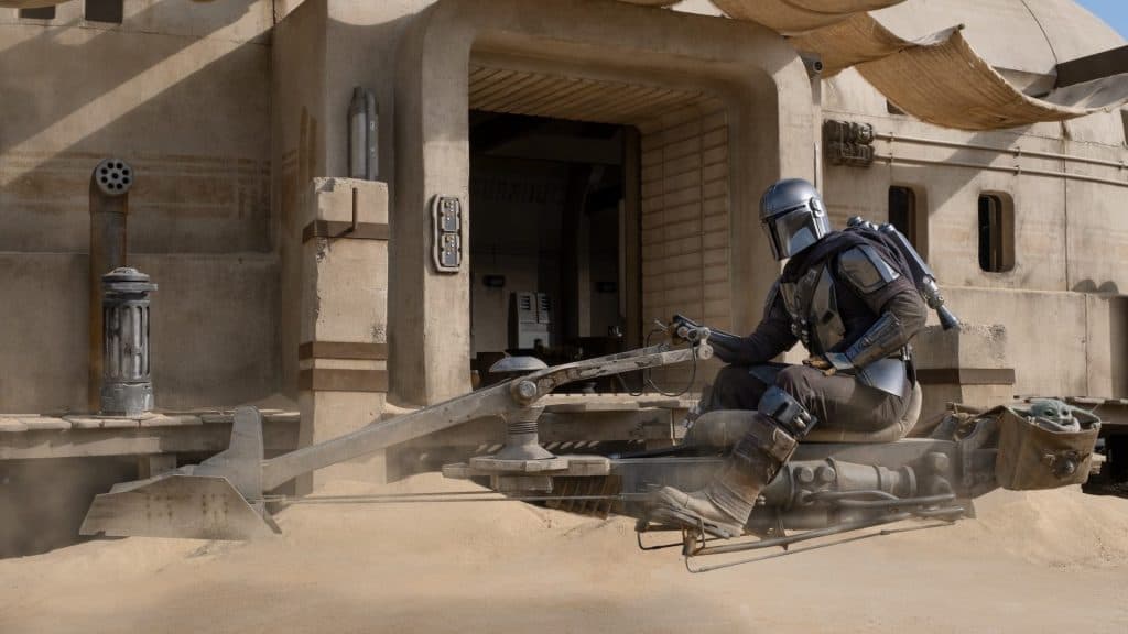 Mandalorian on a speeder bike