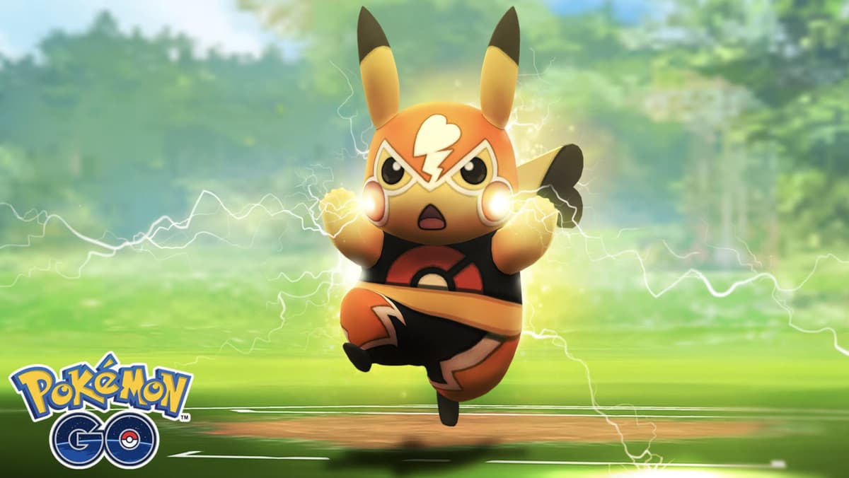 Screenshot of Pikachu Libre in Pokemon GO.