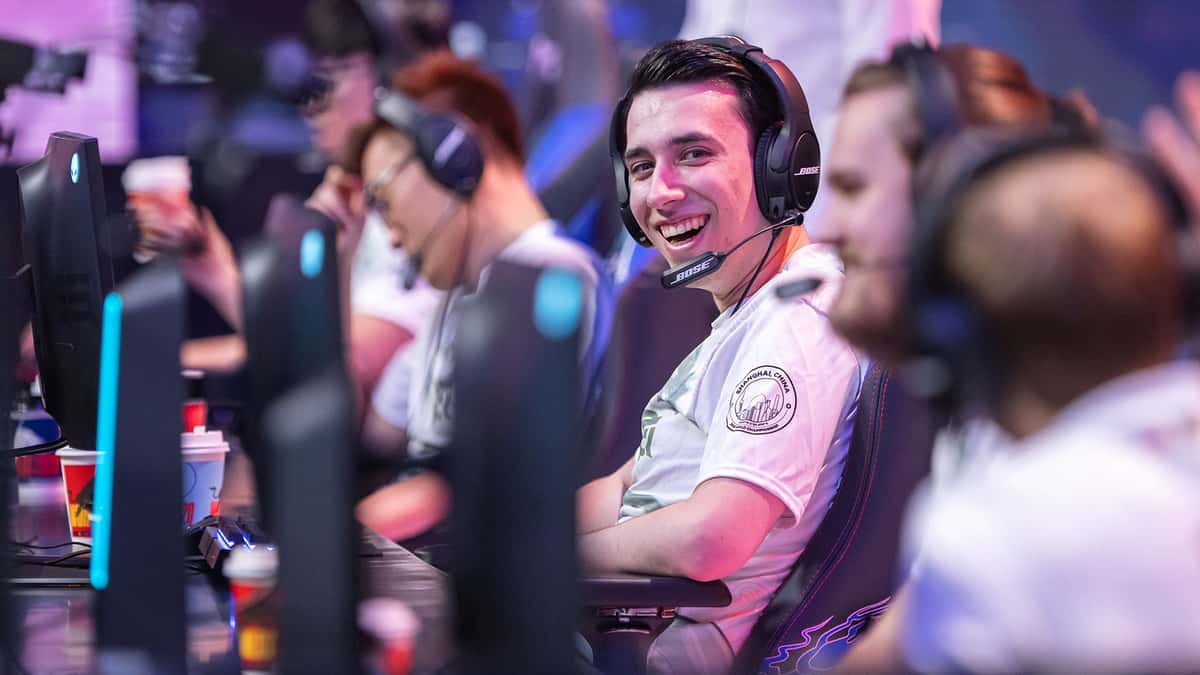 PowerOfEvil smiles playing for FlyQuest at Worlds 2020.