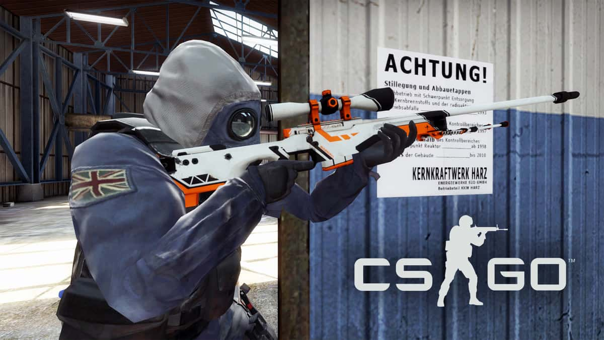 CSGO CT player holding AWP Asiimov