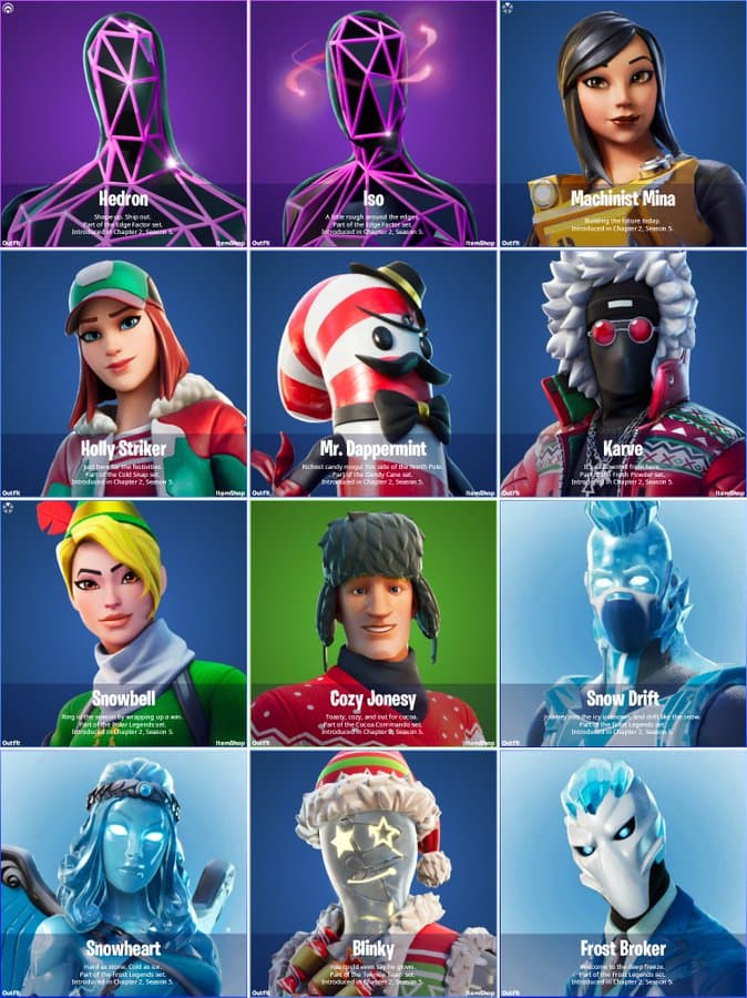 Leaked skins from Fortnite v15.10 update