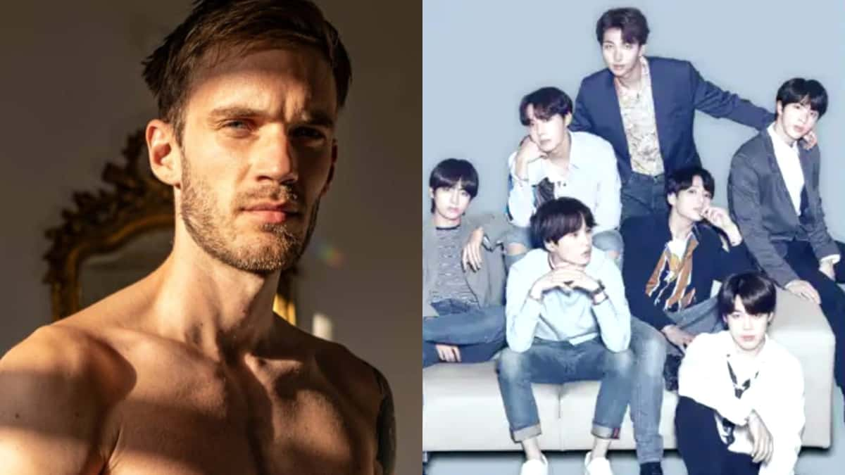 Image of Pewdiepie next to image of BTS