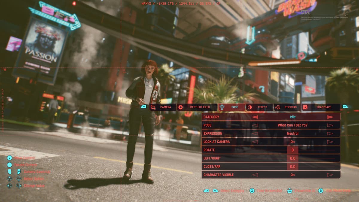 Showcasing the pose option in CyberPunk