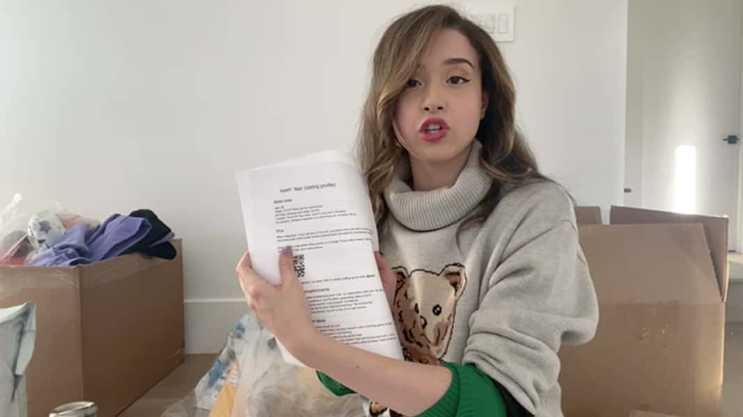 Poki holding up a viewer's 'boyfriend resume'