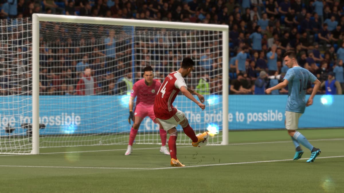 FIFA 21 aubameyang shot arsenal v man city