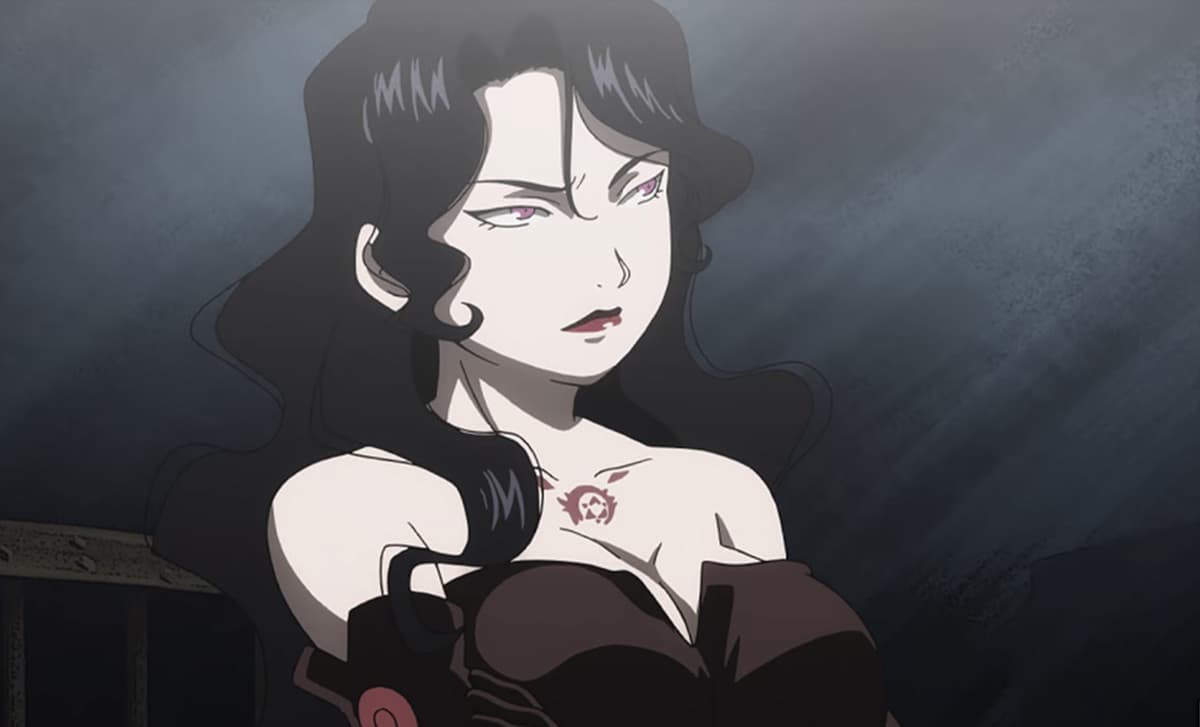 Screenshot of Lust from Fullmetal Alchemist: Brotherhood anime.