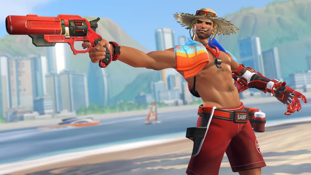 Lifeguard McCree wields his weapon