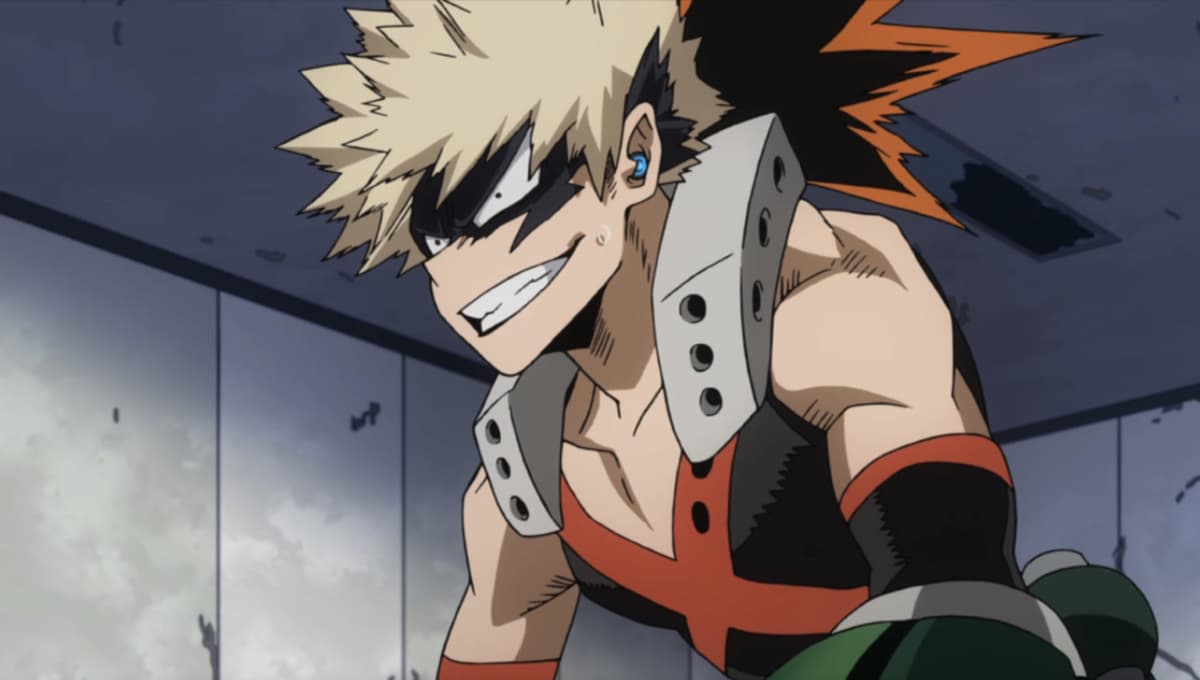 Screenshot of Bakugou in My Hero Academia anime season 1.