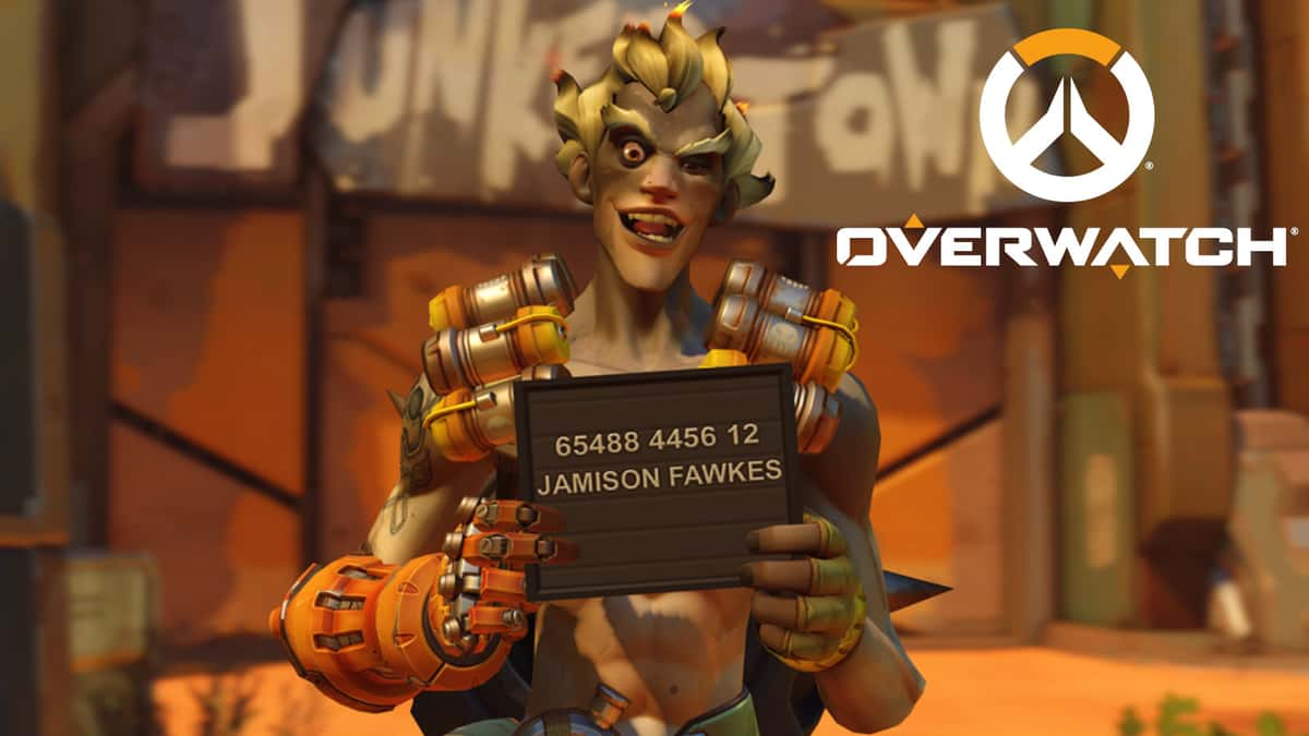 Overwatch Junkrat mugshot on Junkertown