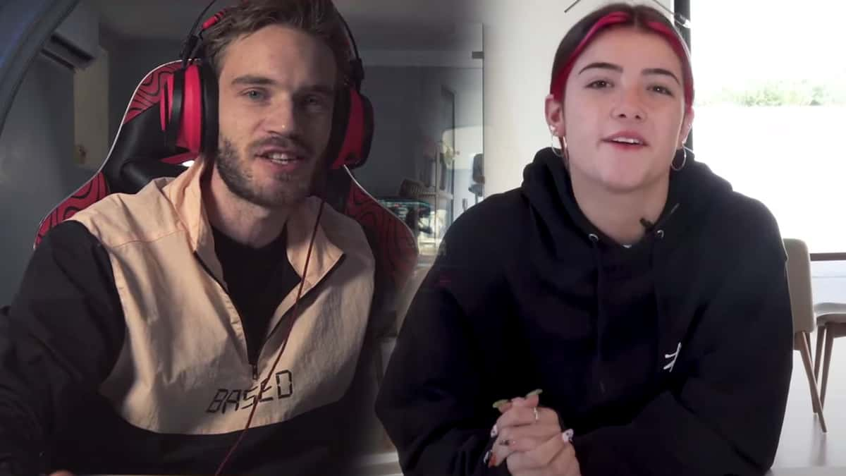 Screenshot of popular YouTuber PewDiePie next to TikTok star Charli D'Amelio