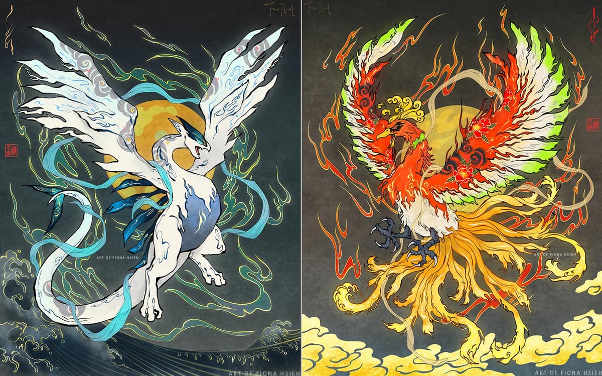 Illustrator Fiona Hsieh's re-imagining of Legendary Pokemon.