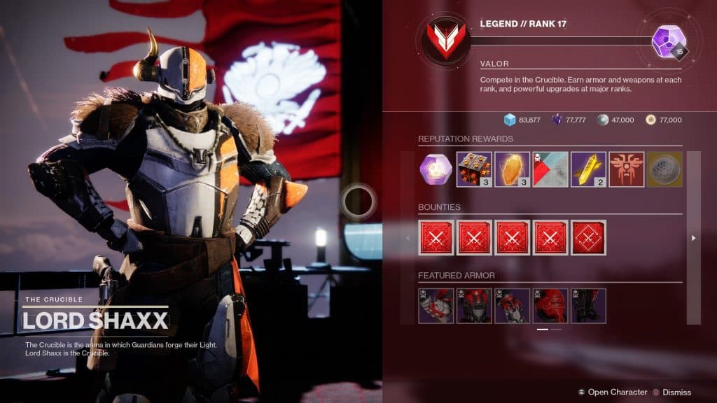 Destiny 2 Season 13 Updated Vendor Rewards Screen