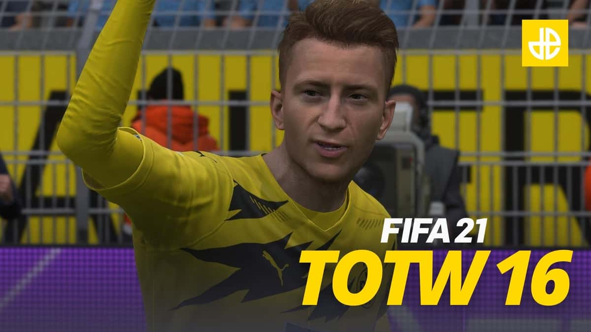 Marco Reus waving in FIFA 21 TOTW 16 live.