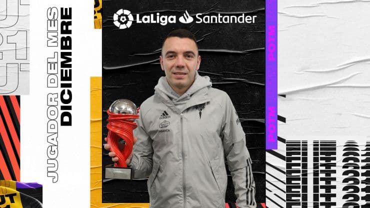 iago aspas la liga potm trophy