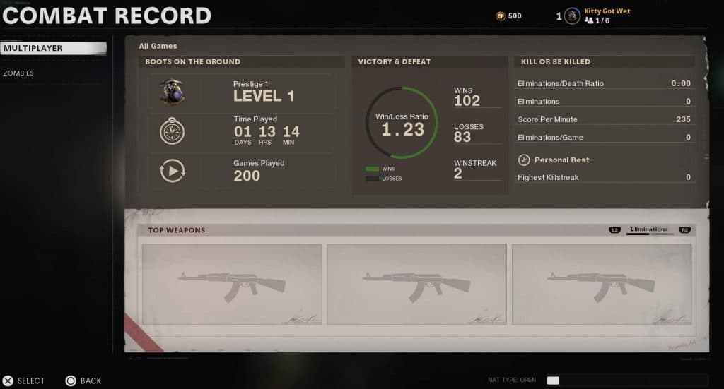 Black Ops Cold War combat record