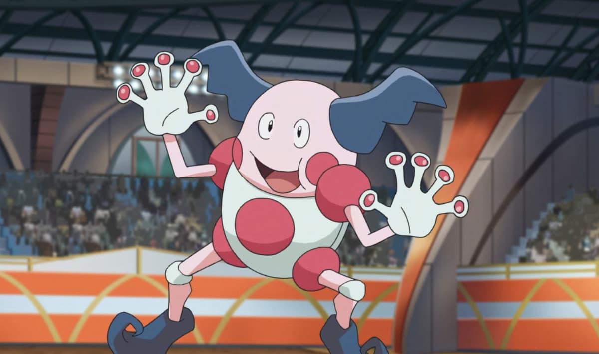 Screenshot of Mr. Mime in Pokemon anime.