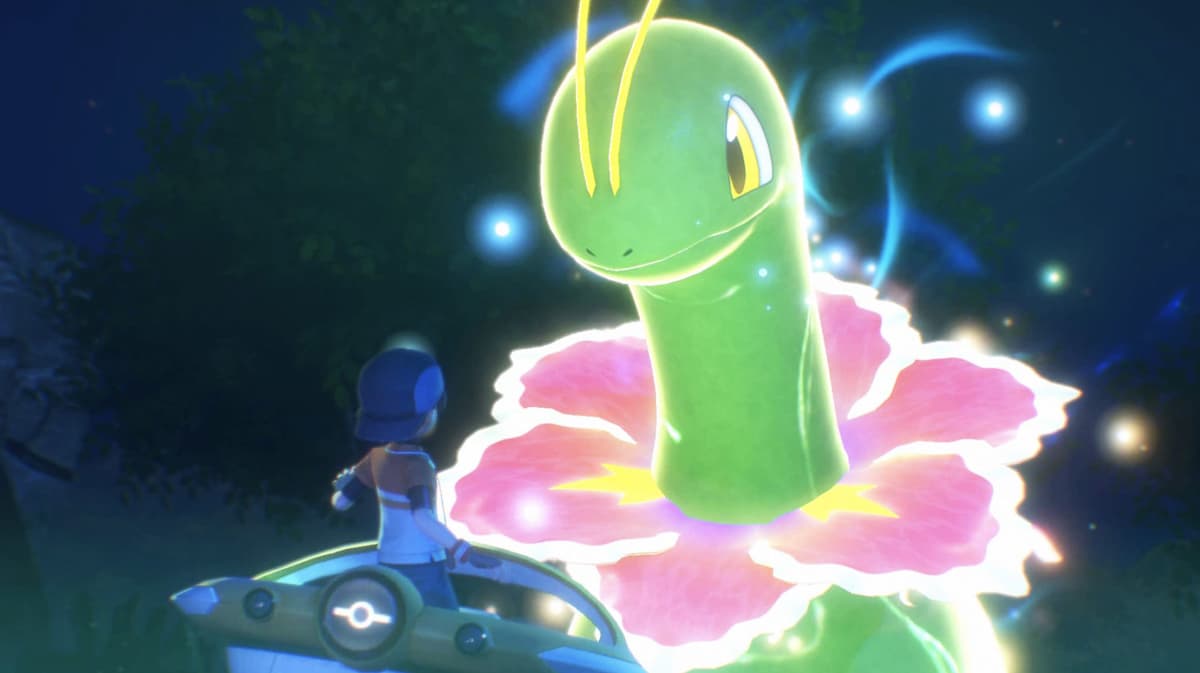 Screenshot of New Pokemon Snap protagonist and Meganium.