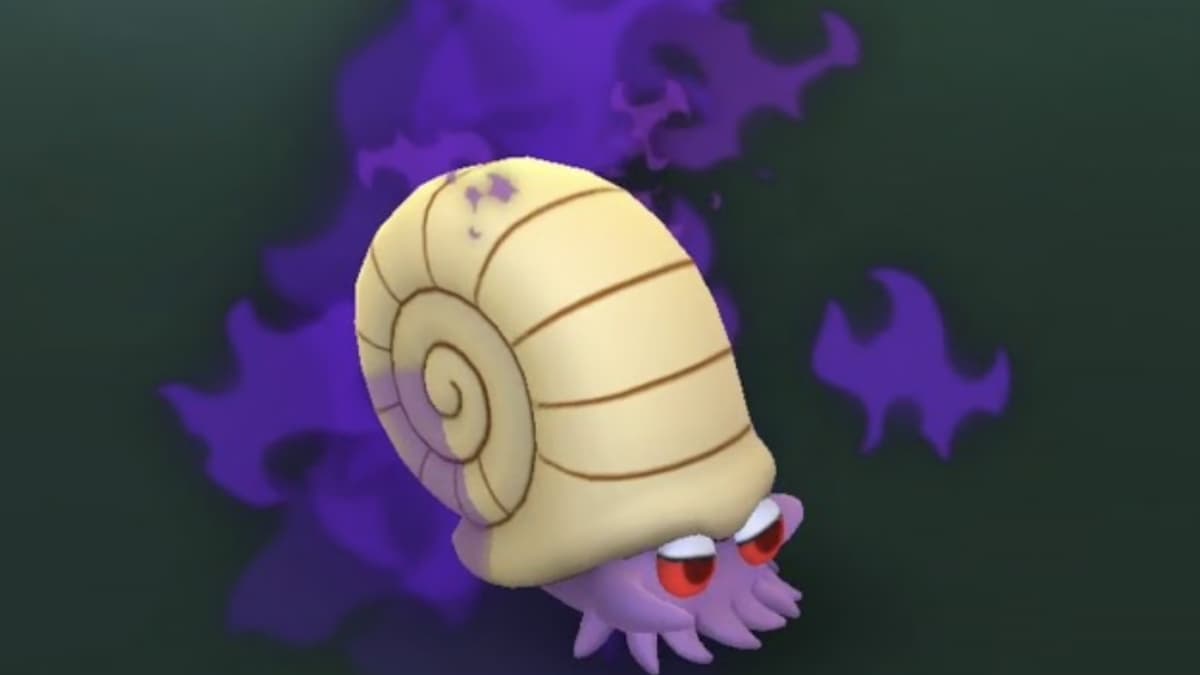 Screenshot of Shadow Omanyte in Pokemon Go.