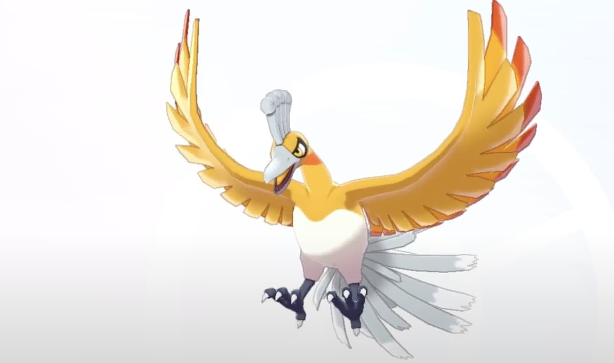 Screenshot of Shiny Ho-Oh in Pokemon Sword & Shield.